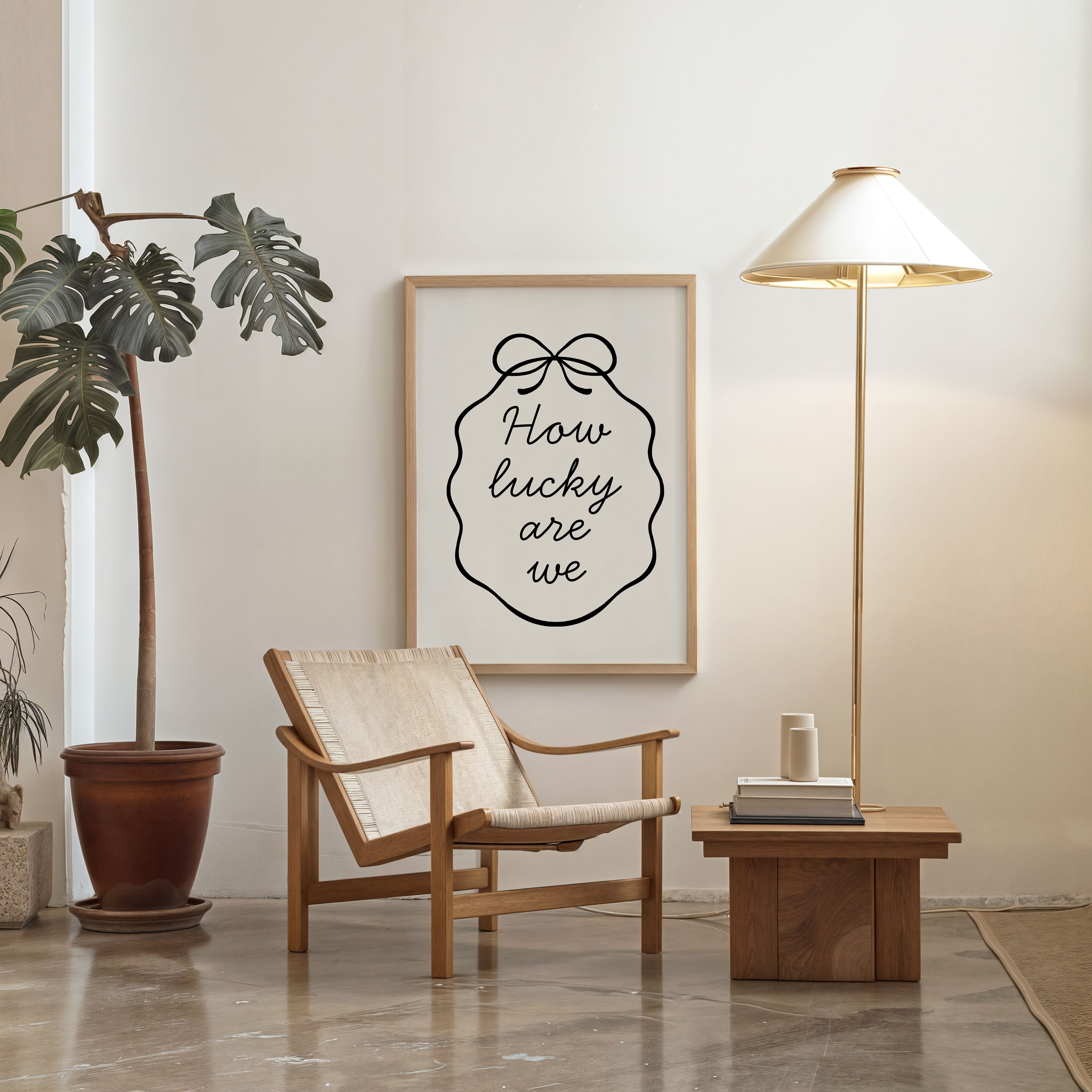 how lucky are we inspirational quote poster minimalist wall art